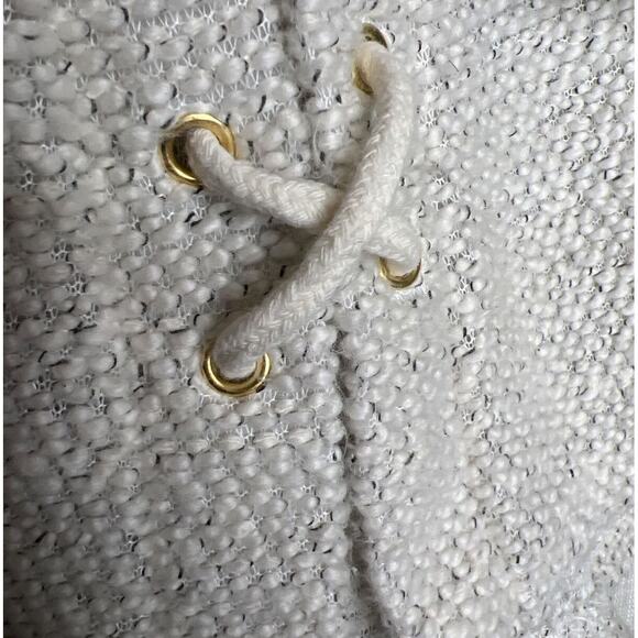 Robert Lewis Size Medium Ivory Chunky Knit Swim Cover Dress Beach Lace Up Sides - Picture 6 of 8